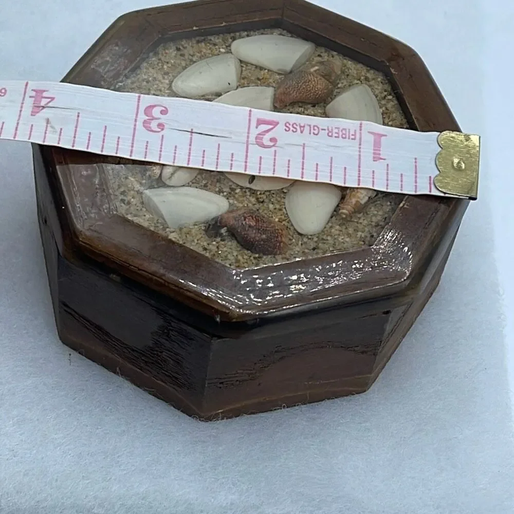 Handcrafted Sea Shell and sand epoxy wood trinket box.